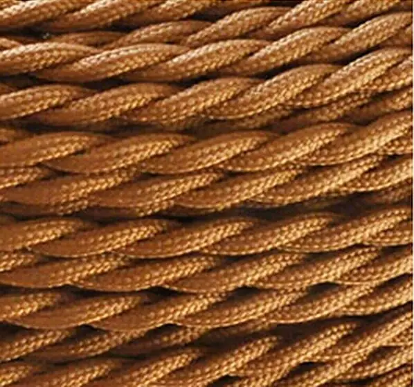 10m/lot 2 x 0.75mm2 Dark Brown Vintage Twisted Electrical Wire Textile