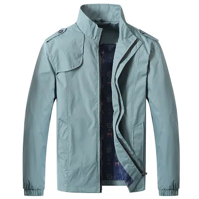 Мужская Легкая куртка-бомбер, ветровка, приталенная, однотонная, ветровка, мужская повседневная куртка, Повседневная брендовая одежда,, мужское пальто - Цвет: Gray blue