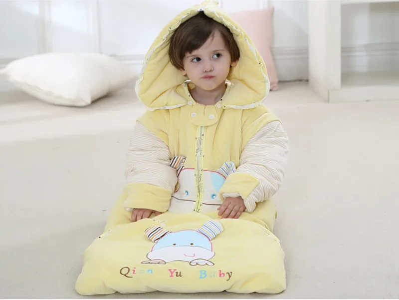 Bolsa de Dormir Primavera e Outono Anos de Idade Fewiyoni Bebê Inverno Kick-proof Colcha Crianças Grosso Mangas Removíveis 0-5 11 Sacos de dormir