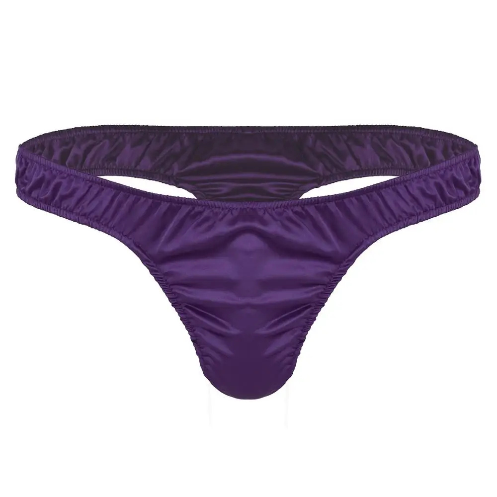 Lencería para hombre, bragas masculinas Gay, cordón para hombre, satén suave brillante, con volantes, Bikini de tiro bajo, suspensorio tipo Tanga, ropa interior