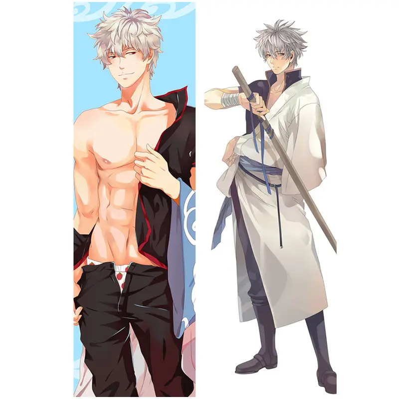 Аниме "гинтама" наволочка Sakata Gintoki Dakimakura Чехол для крутых мальчишек 3D двухсторонняя постельное белье облегающие жизнь тела подушку Чехол gt02a - Цвет: Peach skin