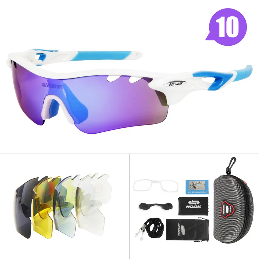 QUESHARK 5 линзы поляризованные велосипедные очки UV400 велосипедные солнцезащитные очки для походов, рыбалки, езды на велосипеде очки для близорукости рамка - Цвет: 10