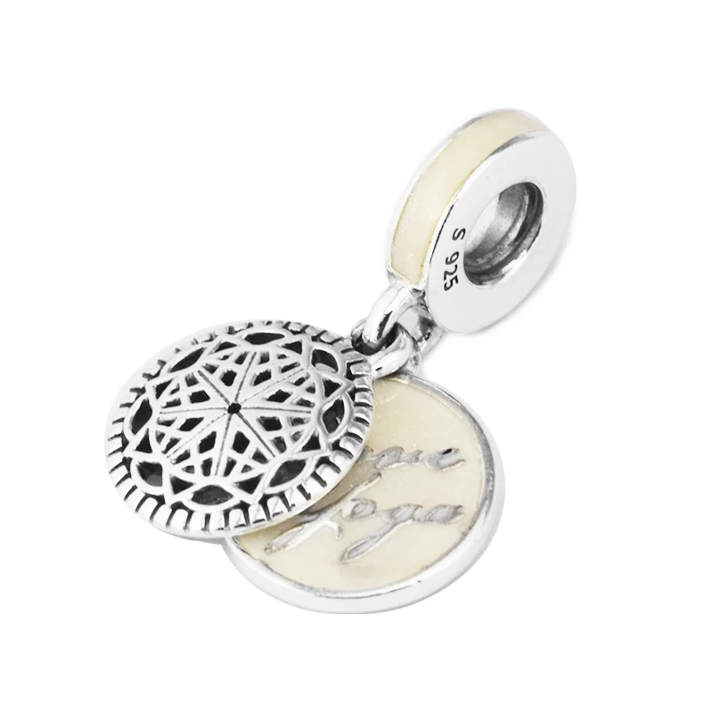 

Beads for Jewelry Making 100% 925 Sterling Silver True Yoga Dangle Charm with Silver Enamel Fit Bracelets DIY PRF613