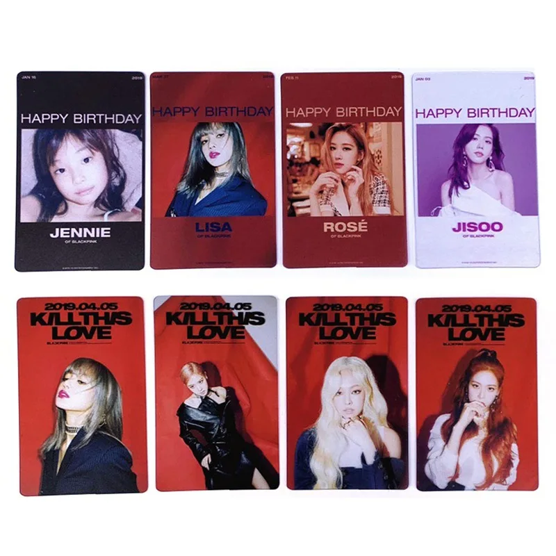 

4Pcs/Lot Blackpink PVC Clear Photo Card KILL THIS LOVE Album Collective Cards Happy Birthday LOMO Cards HD Photocard