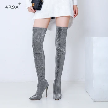 

ARQA 2019Newest Women's Boots Warm Short Plush Lining High Heel Fashion Sexy Plus Size Female Long Boots For Ladies