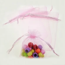 13*18 см 50 шт розовые подарочные пакеты для ювелирных изделий/свадьбы/рождества/дня рождения пряжи мешок с ручками упаковки органзы сумки