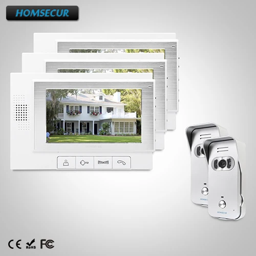 

HOMSECUR 7" Wired Video Door Phone Intercom System with One Button Unlock TC021-S + TM702-W