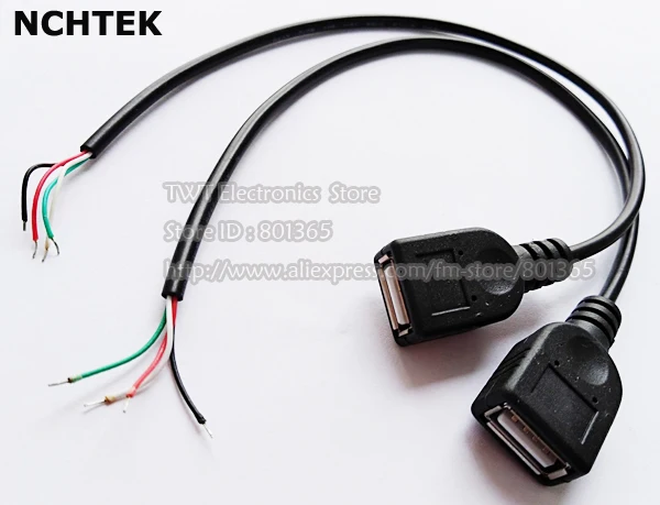 

NCHTEK USB 2.0 A Female Jack 4 Pin 4 Wire Data Charge Cable Cord Connector DIY ,USB Female Lead Cord/Free shipping/8PCS