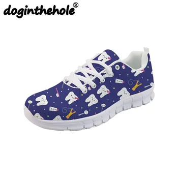 

doginthehole Sport Sneakers for Women Cute Dentist Diagram Pattern Outdoor Running Shoes Comfortable Women's Flats Sport Shoes