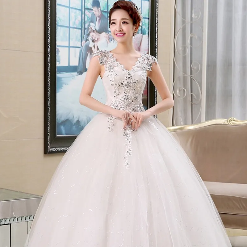 LAMYA Sexy V-Neck Princess Wedding Dresses Vestidos De Novia Cheap Flower Bridal Gown Customized Ball Gown Vestidos De Novia bridal gowns