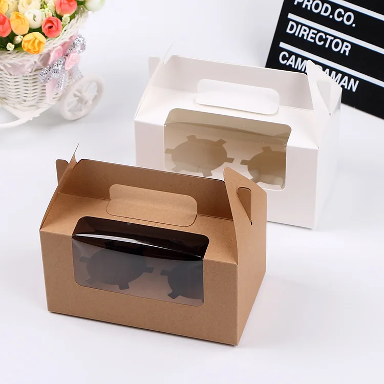 100 x White/Brown Double Cavity Cupcake Boxes W Clear ... 100 x White/Brown Double Cavity Cupcake Boxes W Clear ...