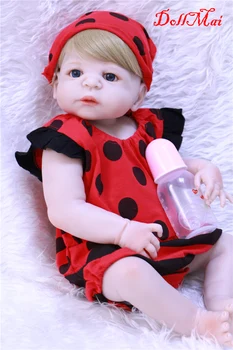 

Full silicone reborn baby dolls for child gift toy 22" newborn babies girl body bebe alive boneca reborn silicone completa