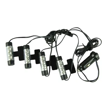 

Franchise New 4x 3LED Car Charge 12V Glow Interior Decorative 4in1 Atmosphere Blue Light with Lamp Light car parking #0427