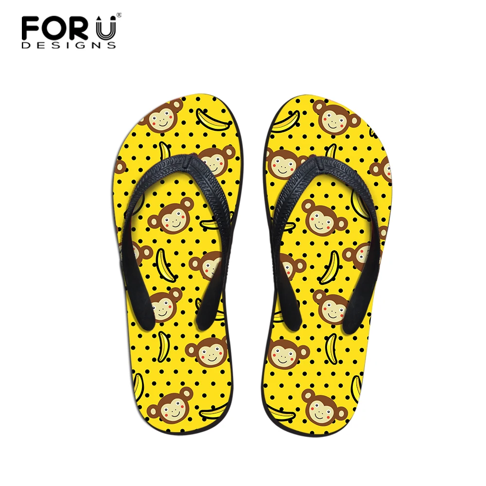 

FORUDESIGNS Flip Flops Women Summer Ladybug Printed Flats Flipflops for Women 3D banana Beach Sandals Woman Ladies Water Shoes