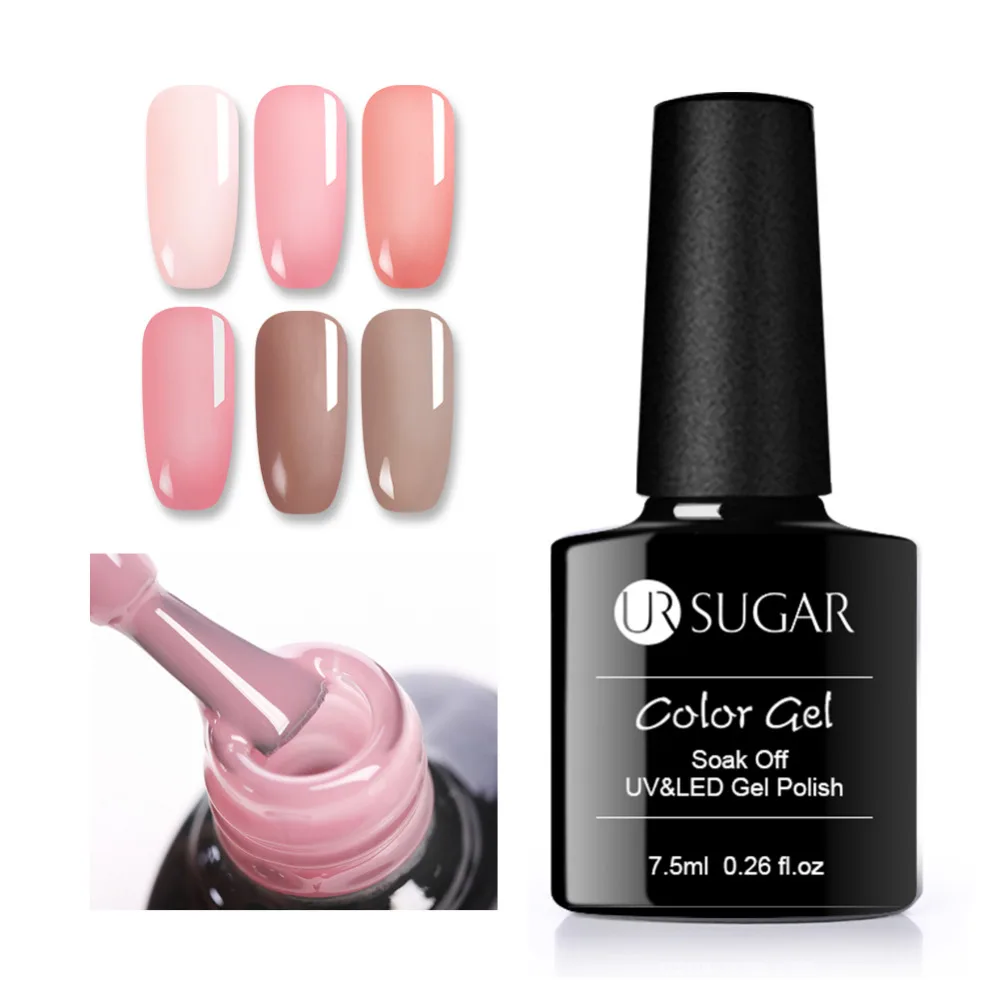 Ur Sugar 7,5 мл Опаловый Желейный гель прозрачный розовый лак замачиваемый лак для ногтей УФ-Гель-лак