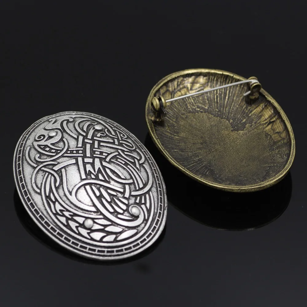 Viking Were wolf Carved Rune Ethnic Peace Brooch Totem Badge gold silver Cosplay Corsage Brooches Jewelry for women