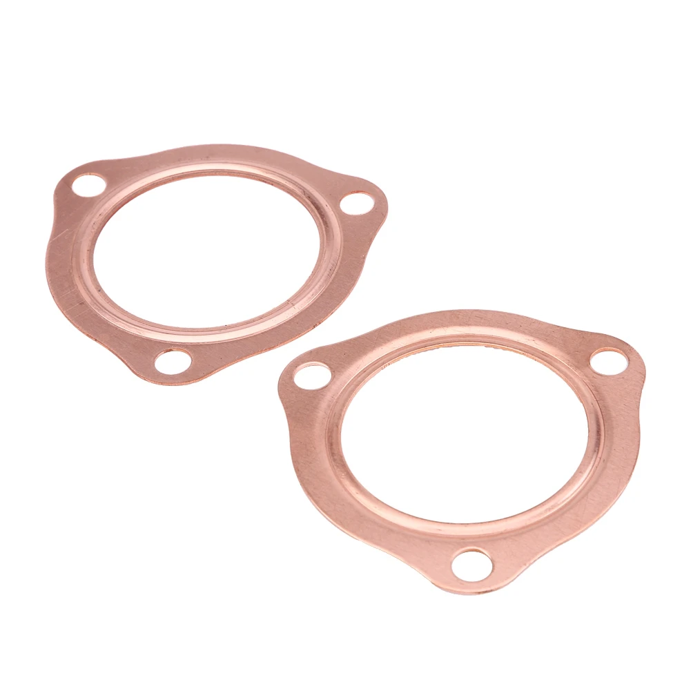 2pcs 2.5inch Copper Header Exhaust Collector Gaskets Reusable for SBC BBC 302 350 454 Exhaust Gaskets 