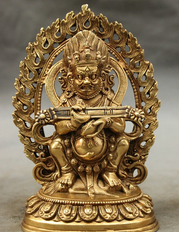 

song voge gem S2808 Tibet Tibetan Brass Temple Buddhism Protect Vajra Mahakala Buddha Statue Joss