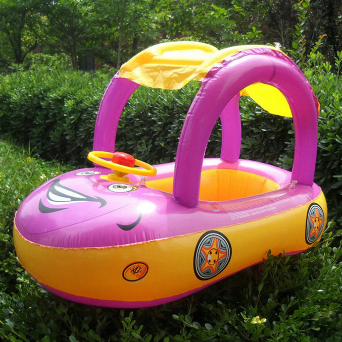 Надувной детский бассейн поплавок безопасности форма автомобиля плавательный круг с козырьком от солнца Зонт игрушки для детей