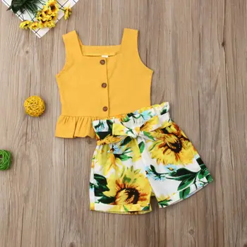 

Toddler Kid Baby Girl 0-5T Clothes Tops T-shirt+Shorts Pants 2pcs Outfit Set Summer