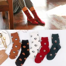 10 пар хлопковых носков с милыми собачками из мультфильмов, с животными, женские трубчатые носки, женские длинные носки для отдыха