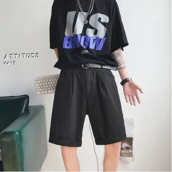 

2019 Spring And Summer New Large Size Korean Version Of The Tide Male Loose Street Dance Hip Hop Solid Color Casual Shorts