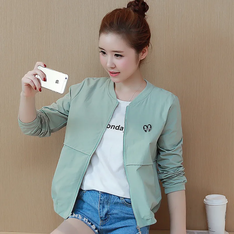 

2019 Spring summer female ultra-thin short jacket wild long-sleeved women's sweater baseball shirt sunscreen clothes jacket Y290