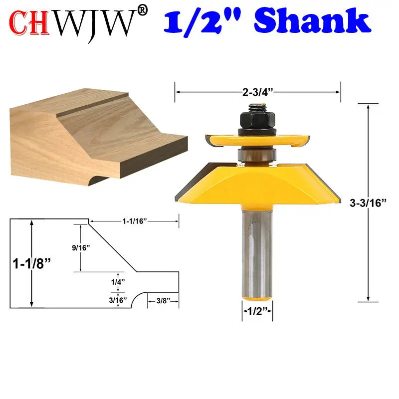 

1PC Raised Panel Router Bit with Back cutter - Bevel 2-3/4" Diameter door knife Tenon Cutter for Woodworking Tools