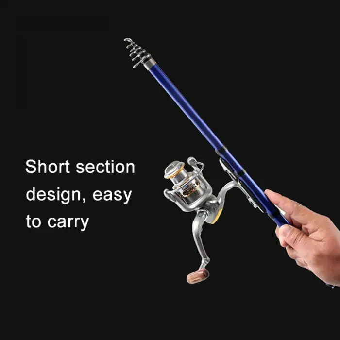 Portable Sea Fishing Rod Pole Carbon Fiber 1.8/2.1/2.4/2.7/3.0m Telescopic Spinning Reel Fish Tackle JT-Drop Ship