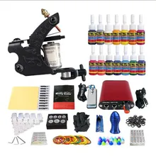 Полный профессиональный набор для тату-машинки, набор для подводки, шейдера, татуировки, 1 набор для машины, набор для питания, иглы, набор наконечников
