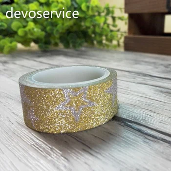 

15MMX3M Decorative DIY Gold Glitter Gold Star Washi Sticky Paper Masking Adhesive Tape Label Craft School Stationery