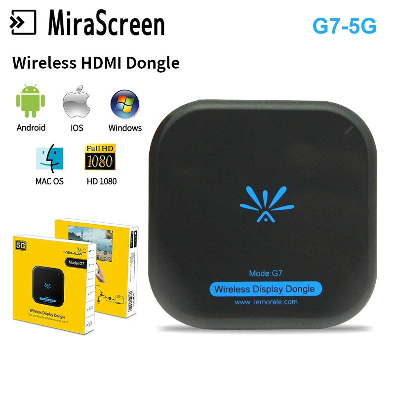 Mirascreen G7 5G беспроводной умный ключ 1080 P HDMI WiFi Дисплей ТВ приемник Поддержка Miracast