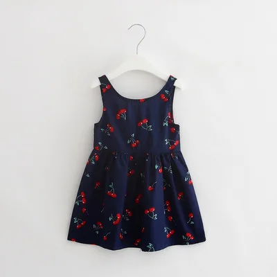 VIDMID baby girls sleeveless flowers dresses for girls summer cotton Princess clothing kids girls short sleeve clothes kids - Цвет: as photo