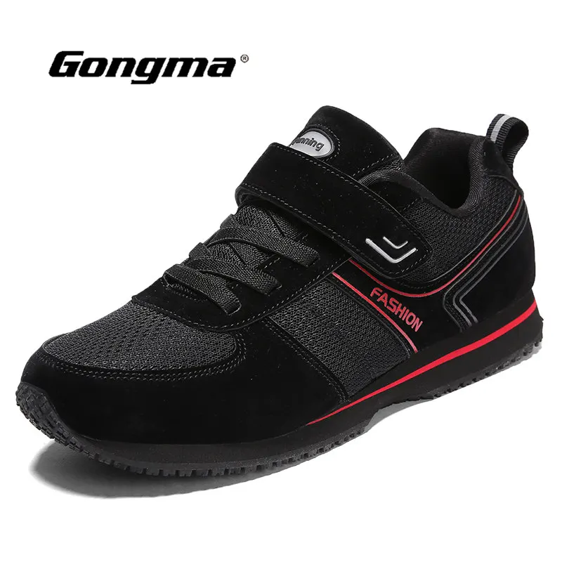 Typical Running Shoes for Men Hook Loop Black Sports Shoes Male Damping