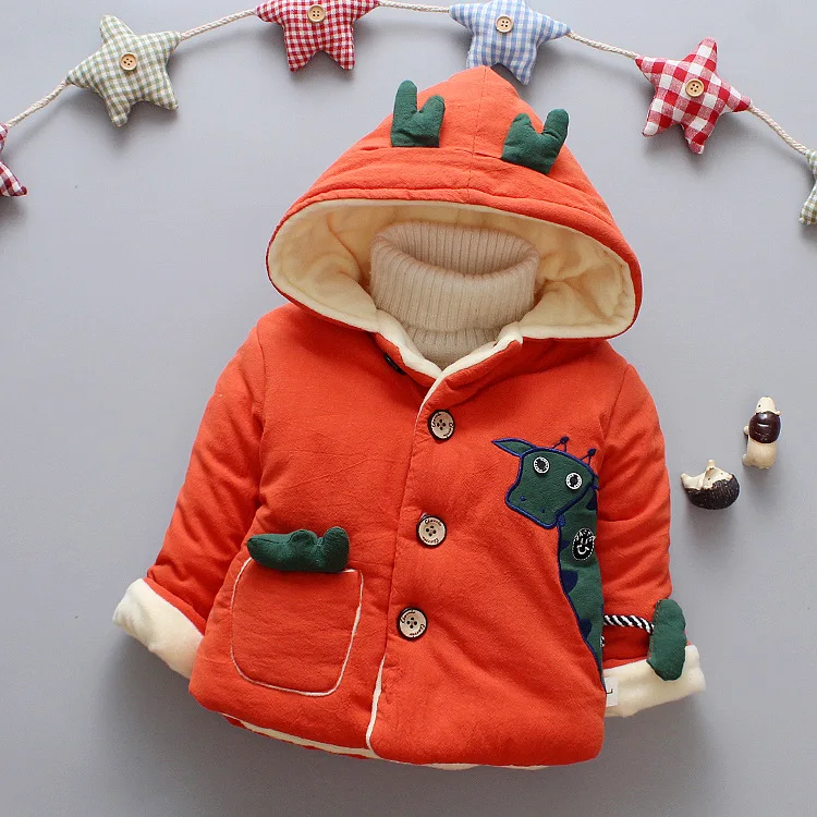 Bibicola зима для малышей пальто для мальчиков модные куртки с рисунком для новорожденных, детские носки для мальчиков теплая Плотная хлопковая куртка подходит для От 0 до 2 лет Детские