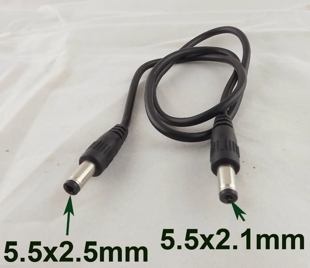 

1pcs DC Power Plug 5.5 x 2.5mm Male To 5.5 x 2.1mm Male CCTV Adapter Connector Cable 60cm