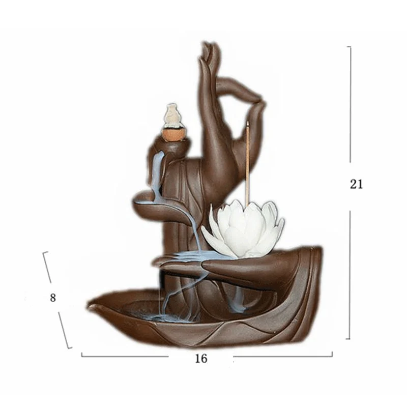 Обратная ладана горелка с Буддой ручной Лотос фиолетовая глина с 20 шт. конусов домашний полицейский Декор ладан держатель орнамент дропшиппинг
