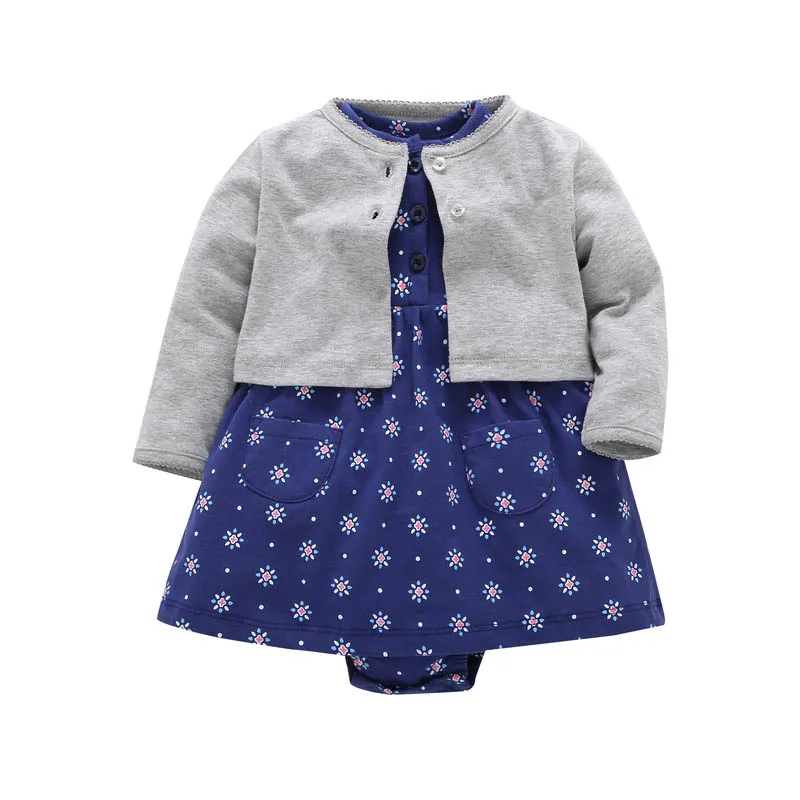 Одежда для новорожденных девочек платья для маленьких девочек кардиган с длинными рукавами+ платье с короткими рукавами комплект одежды из 2 предметов для маленьких девочек - Цвет: 12