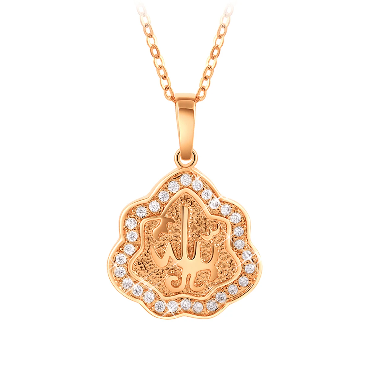 Women Medal Shaped Gold Zircon Pendant Necklace (Golden)in Pendant