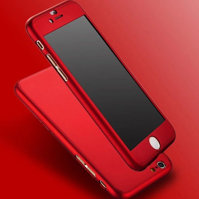 Nuevo De Lujo 360 ° Full Hybrid Case cover vidrio templado iPhone 6/6S/6 PLUS NEGRO