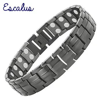 

Escalus Super Magnetic Gunmetal Color Stainless Steel Bracelet Double Magnets Male Pain Relief Arthritis And Carpal Tunnel