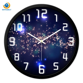 

12 Inches Galaxy Abstract Wall Clock Living Room Modern Clock Metal Quartz Clock Bedroom Mute Personalized Wall Clock