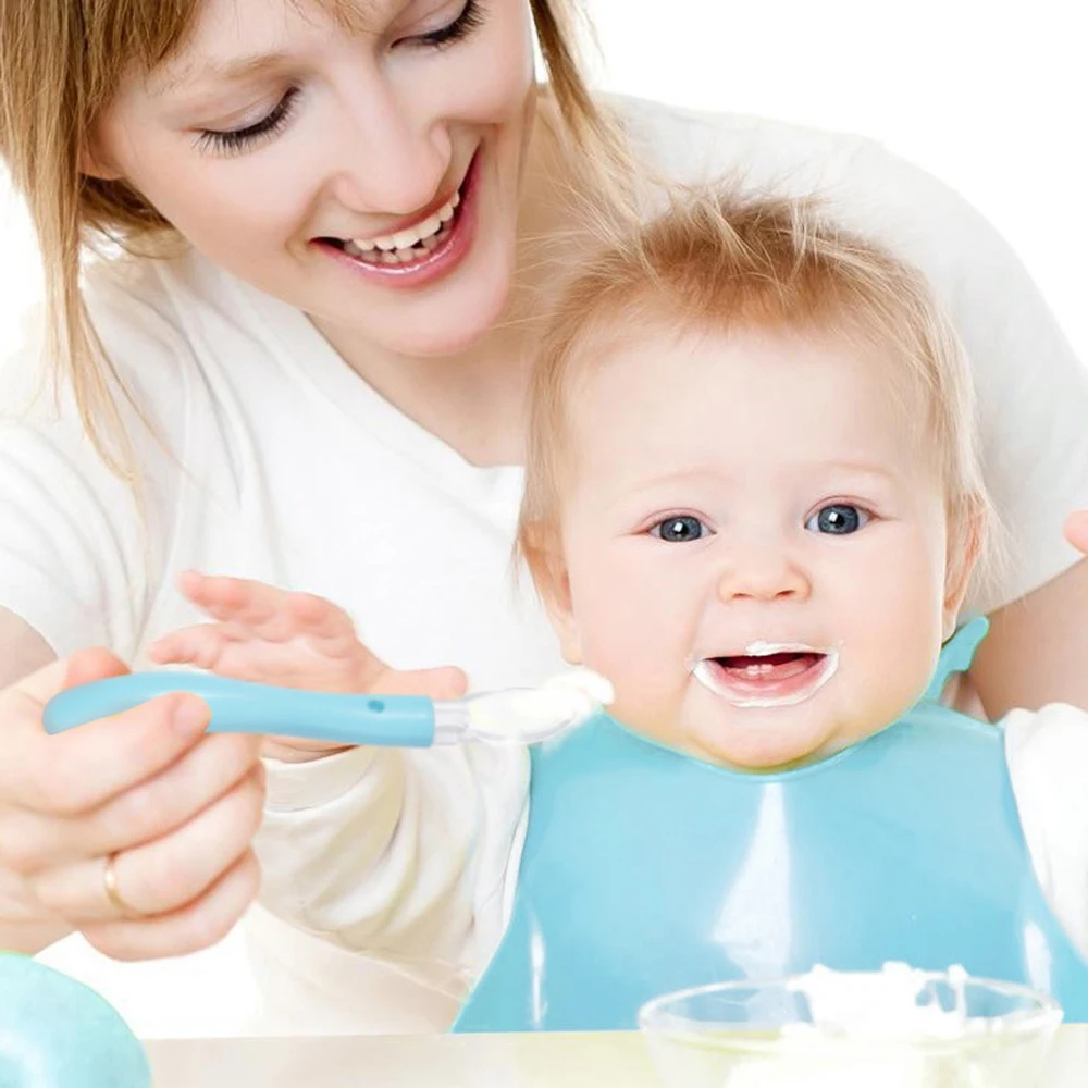 Детская силиконовая обучающая ложка, ложка для новорожденных с мягкой головкой, посуда, Нетоксичная и безопасная ложка для кормления младенцев, ложка для От 0 до 3 лет