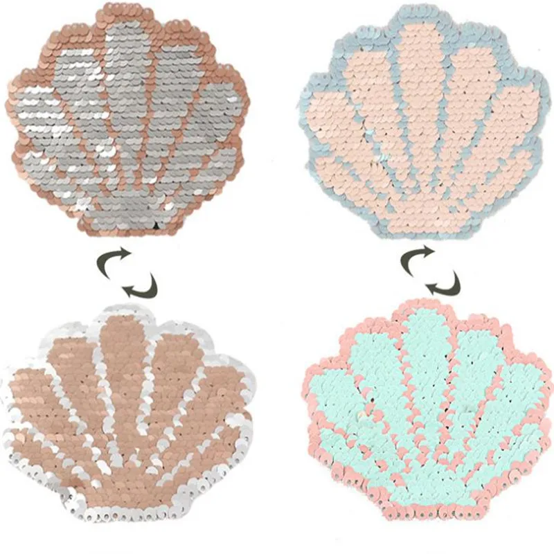 

Clothing women Sequin Flower patches Reversible change color Shell Up and Down Flip Patch for clothes stranger things Stickers