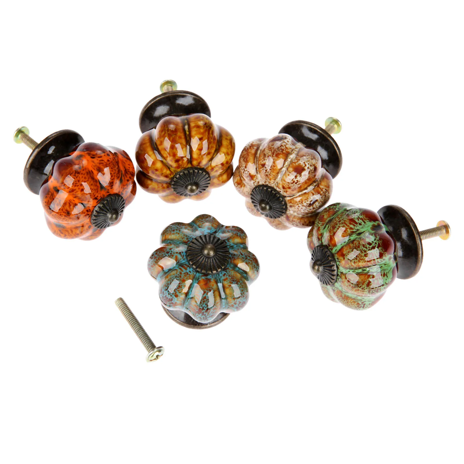 

DRELD 1Pc Furniture Handle Ceramic Knobs Pumpkin Dresser Knob Drawer Cabinet Handle Kitchen Door Knobs Furniture Hardware