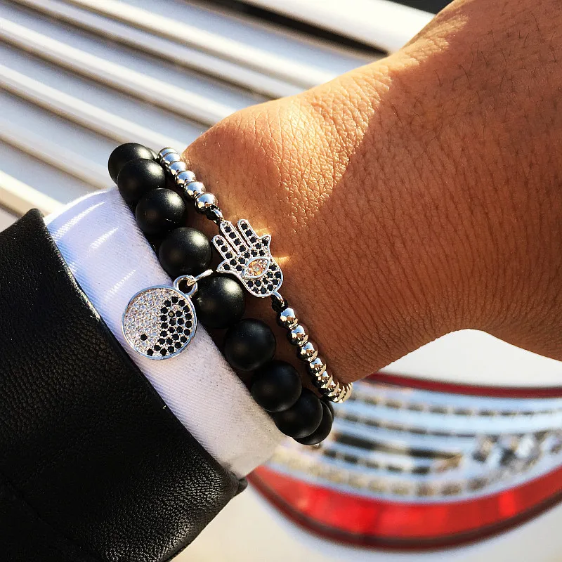 

Mcllroy Brand Charm Fatima Hand Hamsa Bracelets For Women Femme Pulseras Pulsera Cuerda Micro inlay zircon eye Femal Male
