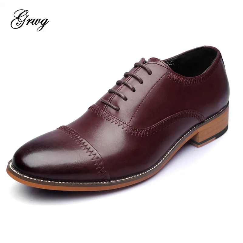 

GRWG 2018 New Fashion British Style Oxford Shoes Men Spring Autumn Genuine Leather Flat Oxfords Casual Mens Shoes