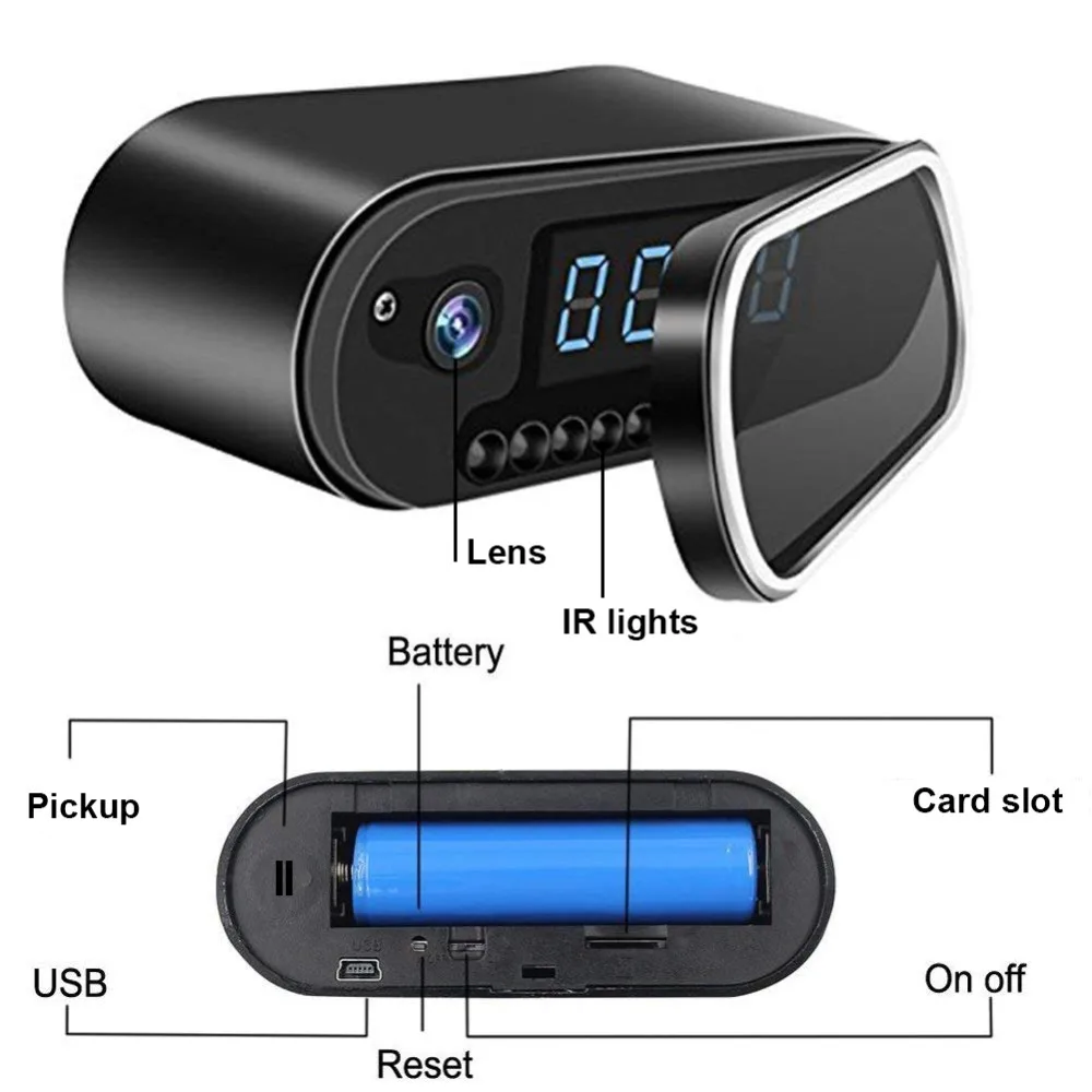  New HD1080P Mini Camera WIFI Clock Camera Time Alarm P2P Motion Detection Night Vision Remote Monit