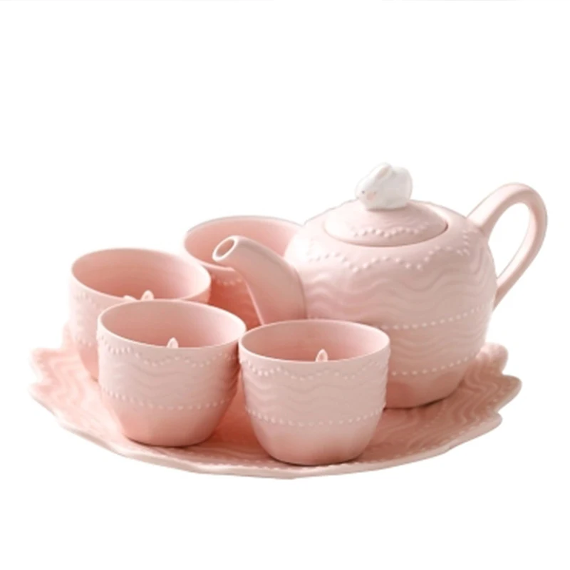 

Japanese creative matte rabbit ceramic afternoon tea set English flower tea set coffee pot cup set