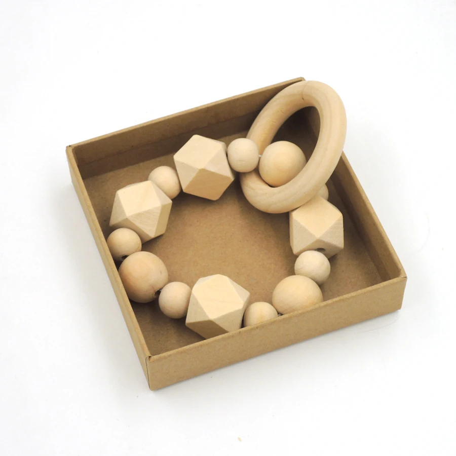 Массивные бусины из натурального дерева, игрушка для кормления, 20 мм геометрический деревянный шарик круглый простой безопасный Прорезыватель для зубов геометрический детский душ подарок ET17